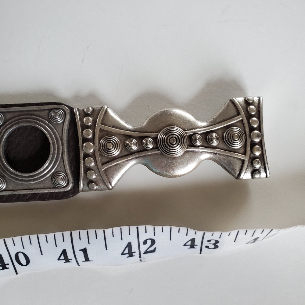 Chicos Brown Adjustable Leather Statement Belt Si… - image 6